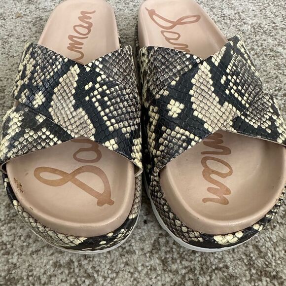 Sam Edelman Sadia Snake Print Slide Sandals 8 - Picture 2 of 6
